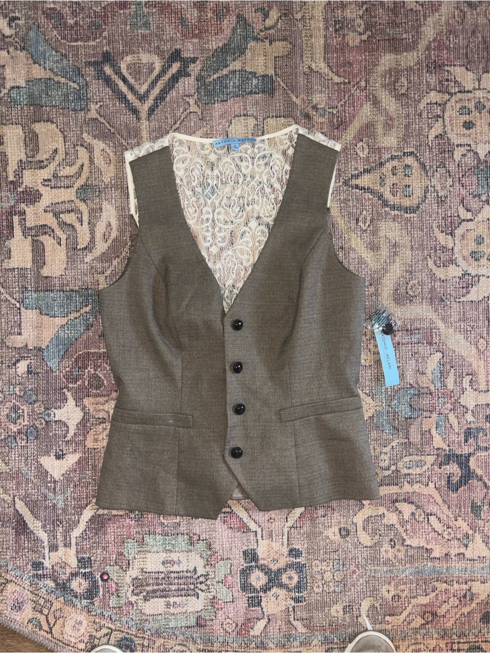 Antonio Melani NWT Lace-Back Tailored Vest in Brown
